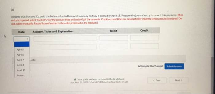 for $28,200, terms 4/10,n/30 2. On April 6, paid freight costs of