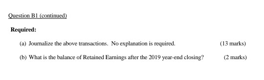 Each question carries 15 marks. Explanations of the journal entries are not