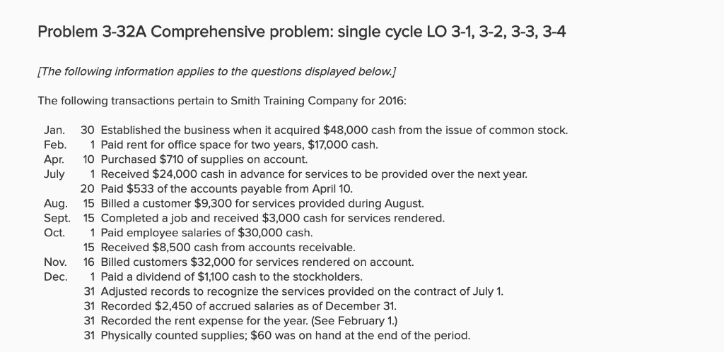  Problem 3-32A Comprehensive problem: single cycle LO 3-1, 3-2, 3-3, 3-4
