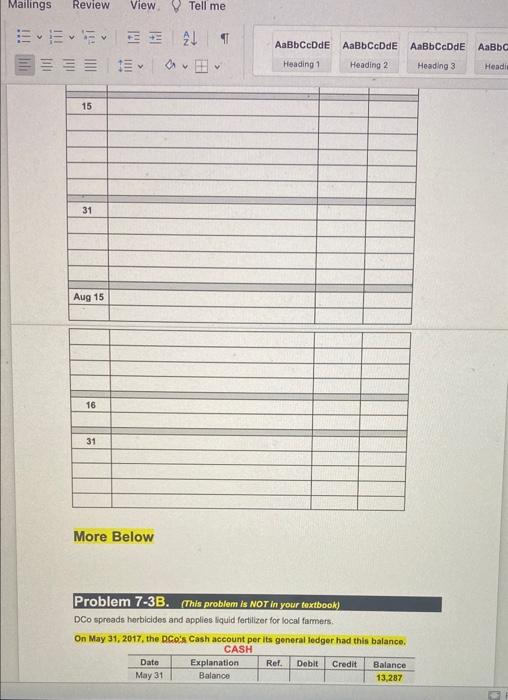 Hear Problem 7-2B (This problem is NOT in your textbook) Halg Company