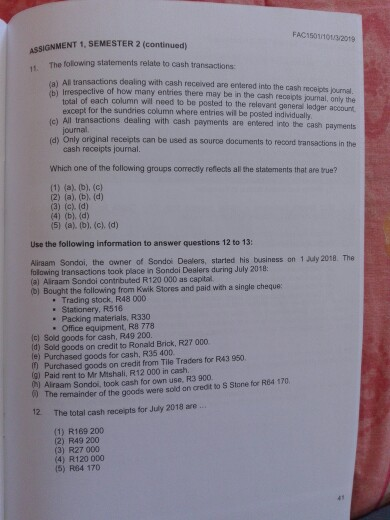 via myUnisa, or do it on a mark-reading shoes The following information