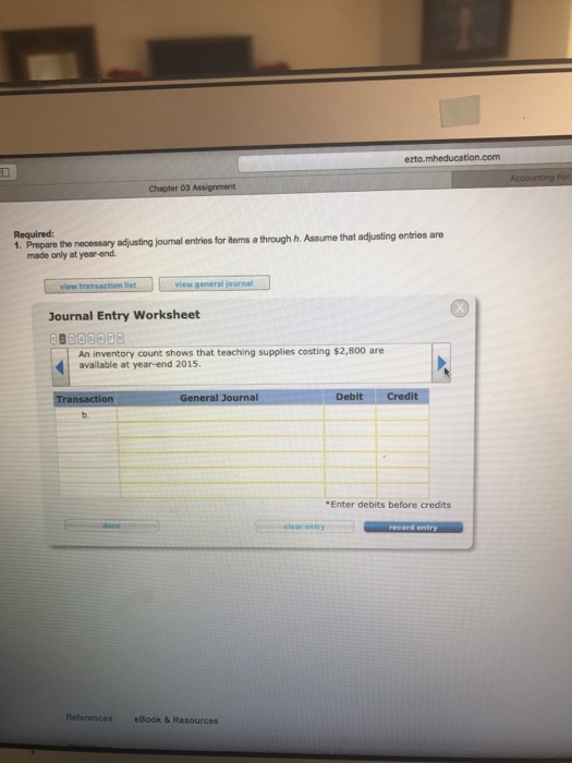 of terms athrough hthat require adusting entries on December 31, 2015, follow.