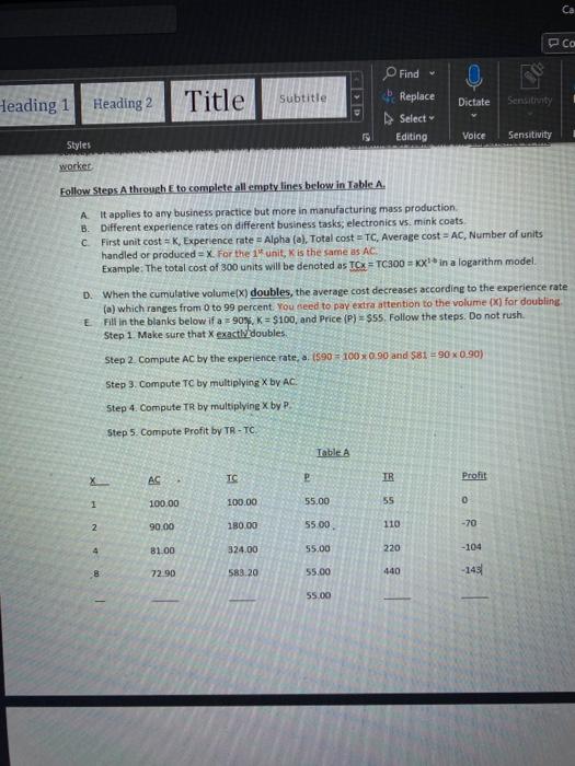  Follow Steps A through E to complete all empty lines below