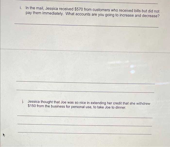 is provided for each. Jessica Jane is starting a delivery business to