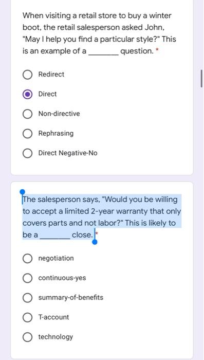 Need Answer ASAP When visiting a retail store to buy a