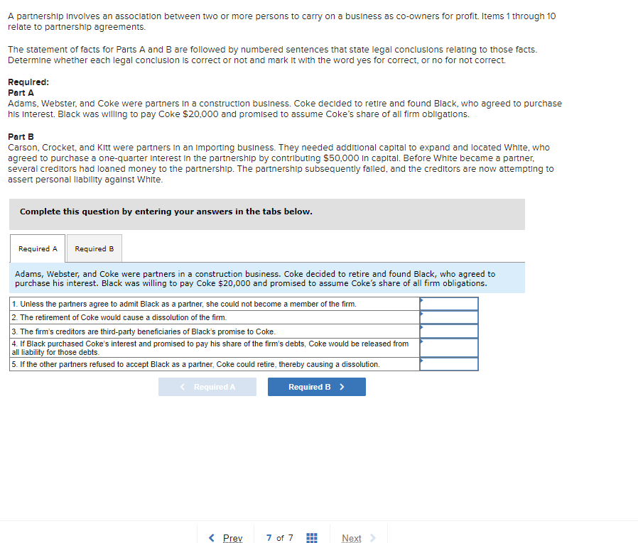  A partnership Involves an association between two or more persons to