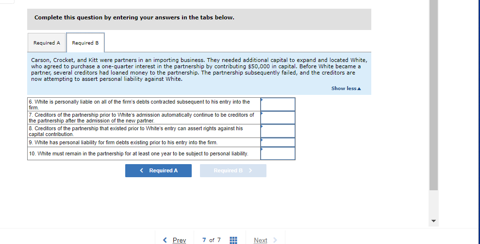 carry on a business as co-owners for profit. Items 1 through 10