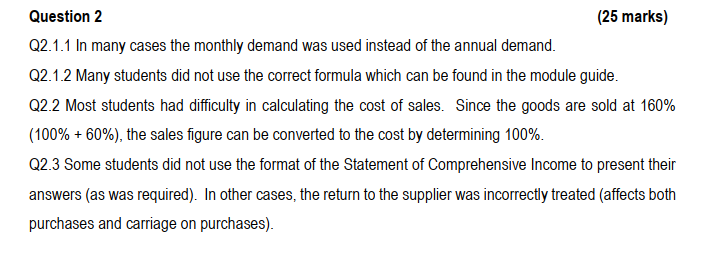 questions: 2.1.1 Calculate the number of orders that should be placed for