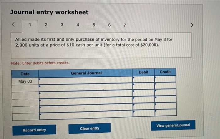 Required information [The following information applies to the questions displayed below.) Allied