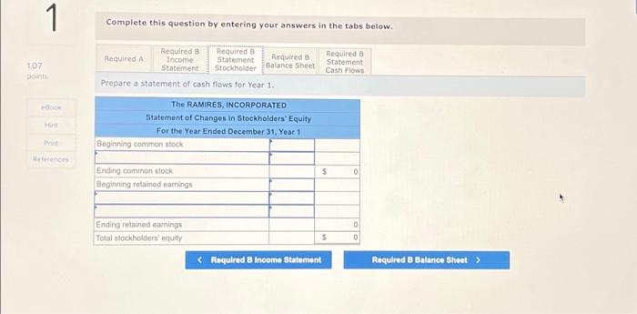 for Year 1. Complete this question by entering your answers in the