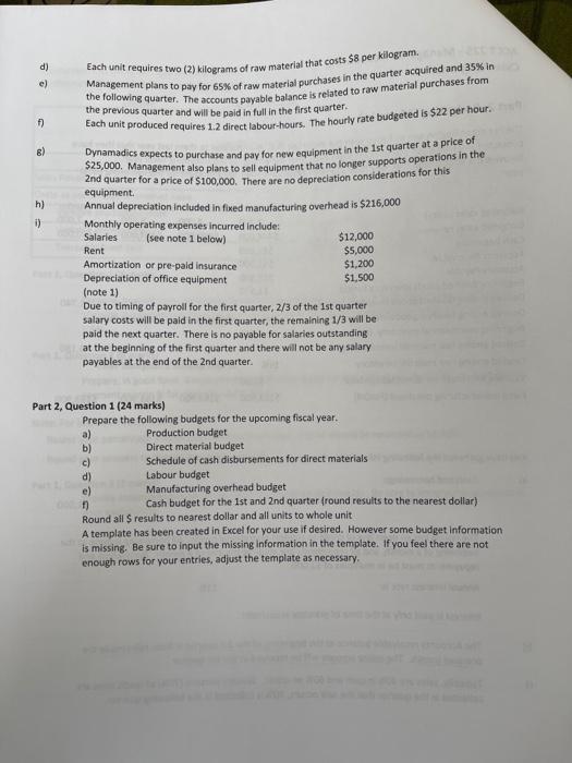 (24 marks) The Penticton Region was so happy with the expertise that