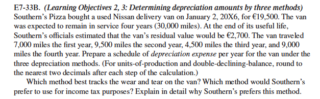 E7-33B. (Learning Objectives 2, 3: Determining depreciation amounts by three methods)