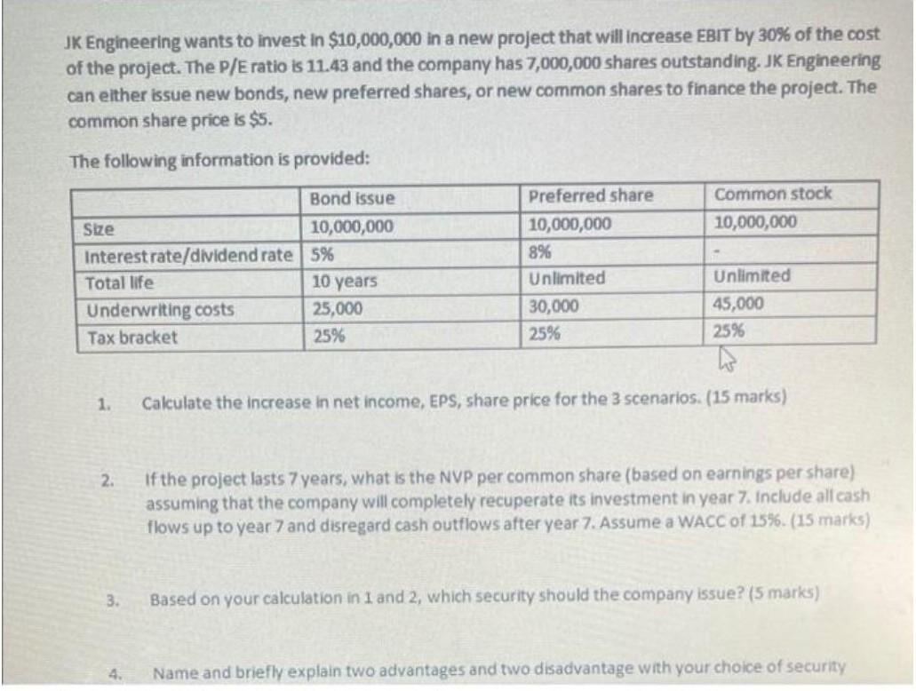  Submit an excel file for the given question , containing all