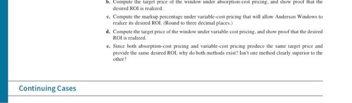 target price on its newly designed tinted window. Cost data relating to
