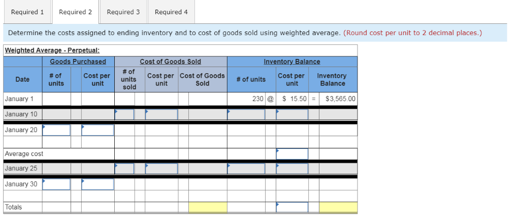 Determine the costs assigned to ending inventory and to cost of goods