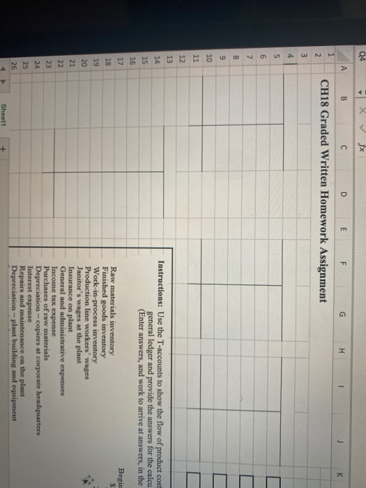 sheet Show work for fofal rentary calculation here Instructions: Use the T-accounts