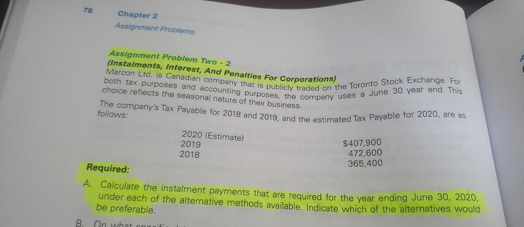 Complete the following Questions from Chapter 2; Assignment Problems Two-2 Part a