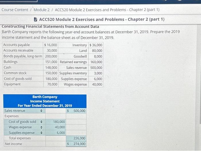  Course Content / Module 2 / ACC520 Module 2 Exercises and