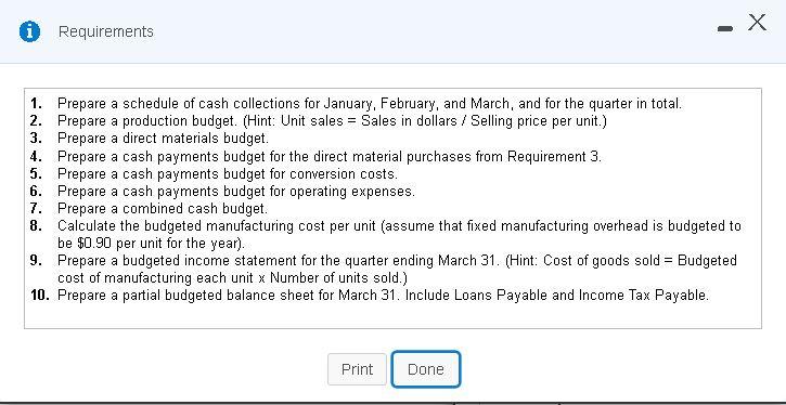 view additional data.) Requirements Requirement 1. Prepare a schedule of cash collections