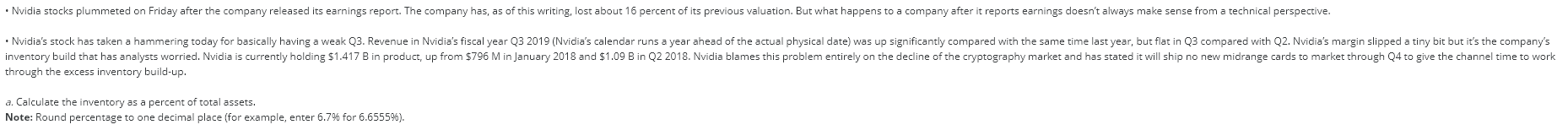 and Write-downs Quarterly data for Nvidia Inc. for the most recent 10