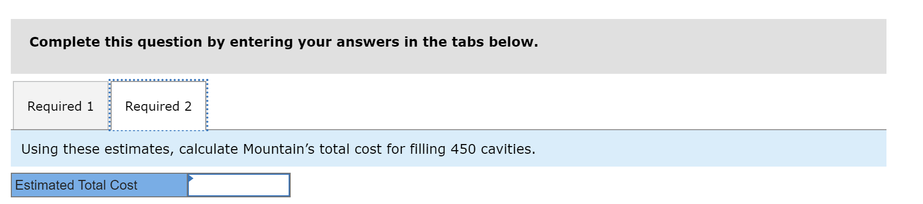is filling cavities. Mountain has recorded the following for the past nine