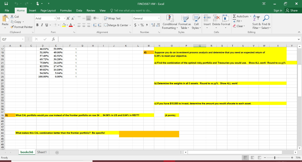 FINCH567 HW - Excel F File Home Insert Page Layout Formulas