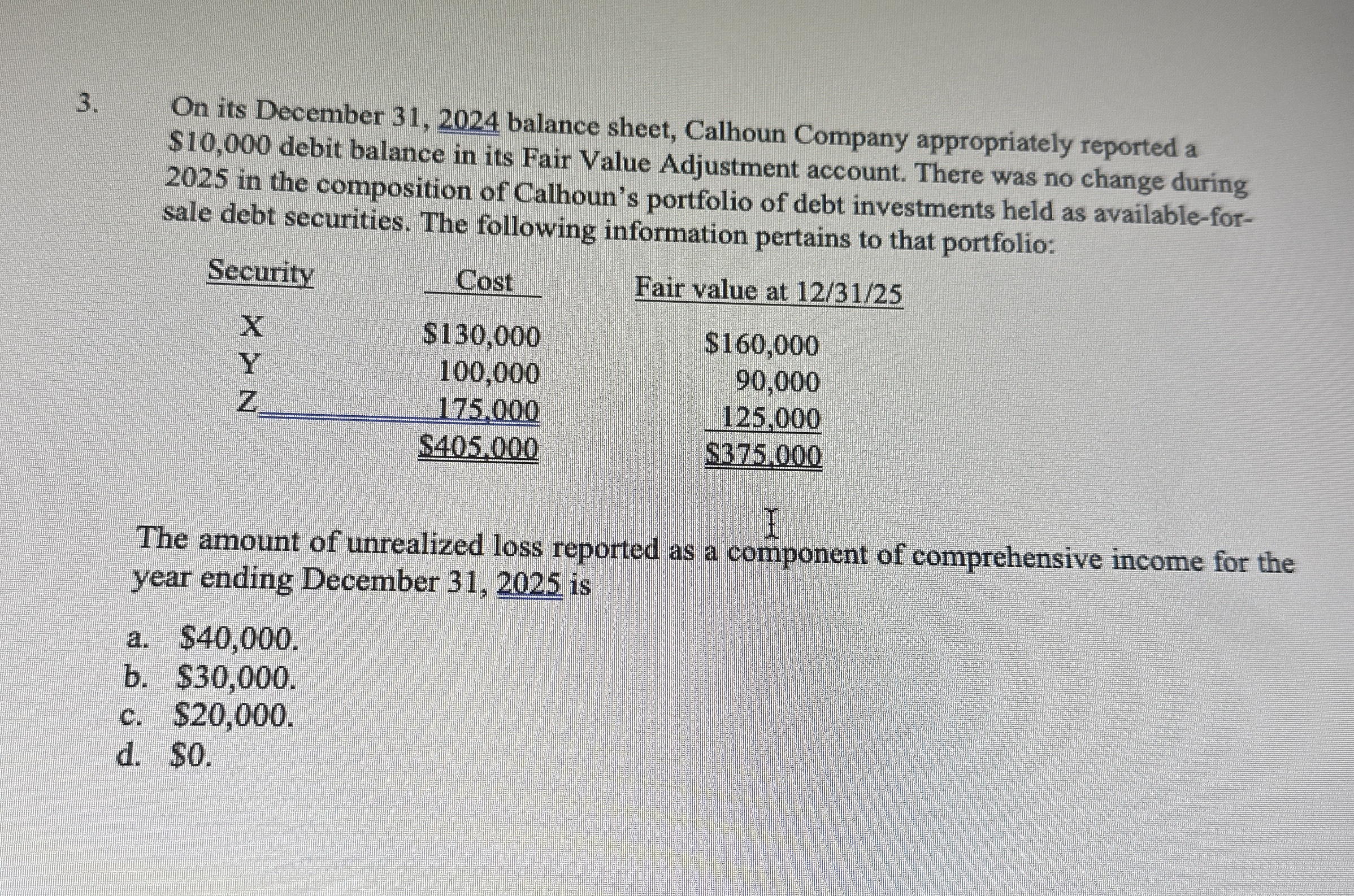  On its December 31,2024 balance sheet, Calhoun Company appropriately reported a