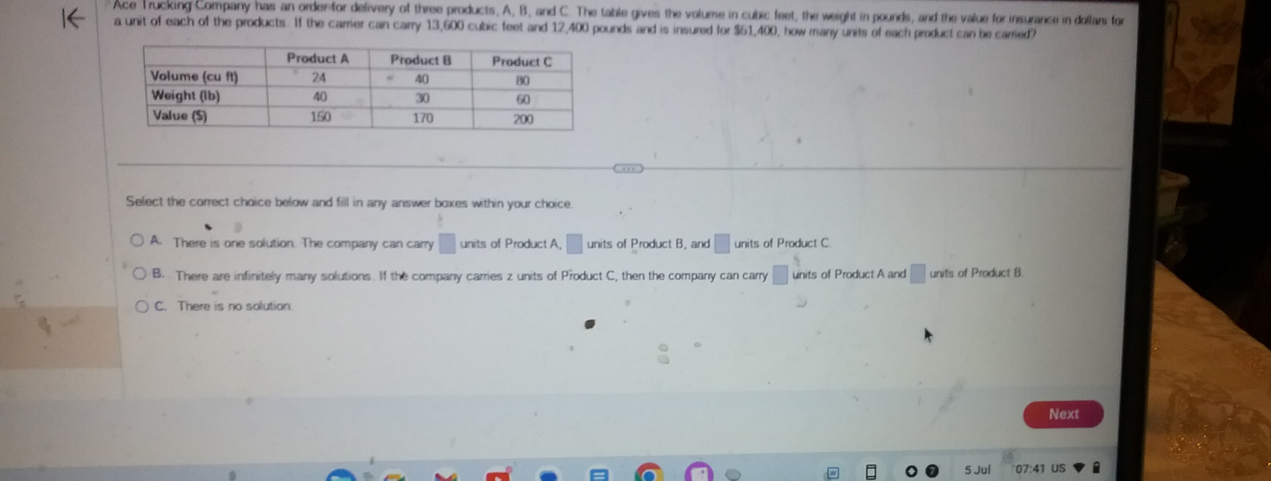  Select the correct chaice below and fill in any answer boxes