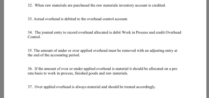  TRue/FAlse 32. When raw materials are purchased the raw materials inventory