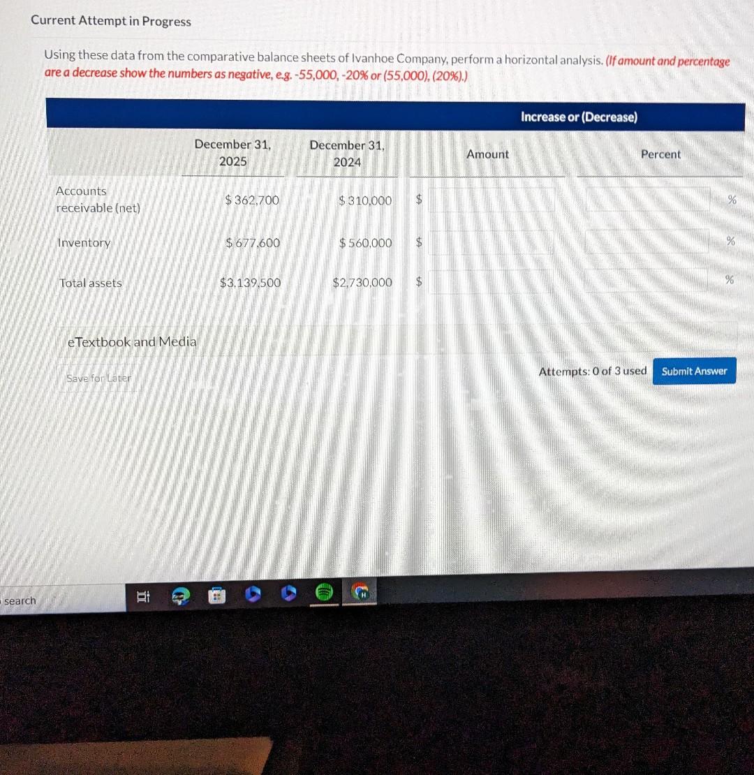  Current Attempt in Progress Using these data from the comparative balance