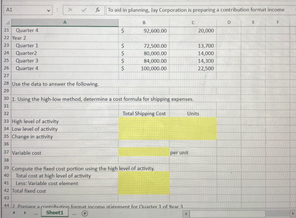 a mixed cost using a scattergraph plot and the high-low method. Prepare