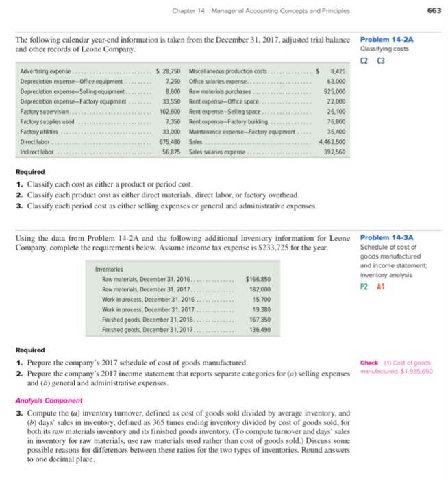  663 Chapter 14 Managerial Accounting Concepts and Principles Problem 14-2A The
