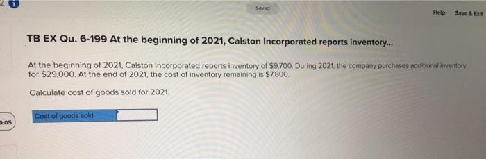  Saved Help Save & Ex TB EX Qu. 6-199 At the