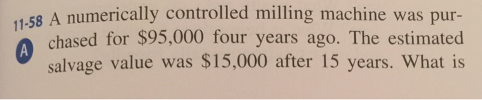  58 A numerically controlled milling machine was pur- chased for $95,000