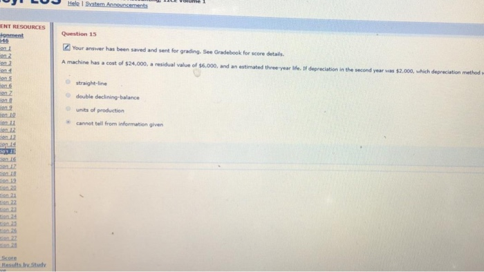  U L U Help System Announcements ENT RESOURCES Honment Question 15