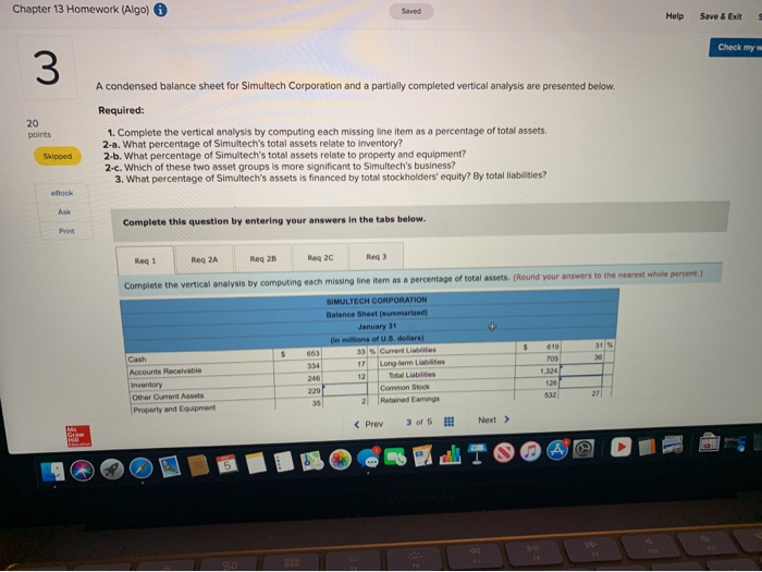  Chapter 13 Homework (Algo) Saved Help Save & Exit Check my