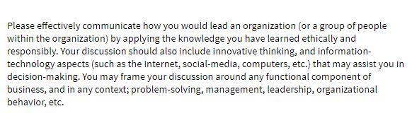  Please effectively communicate how you would lead an organization (or a