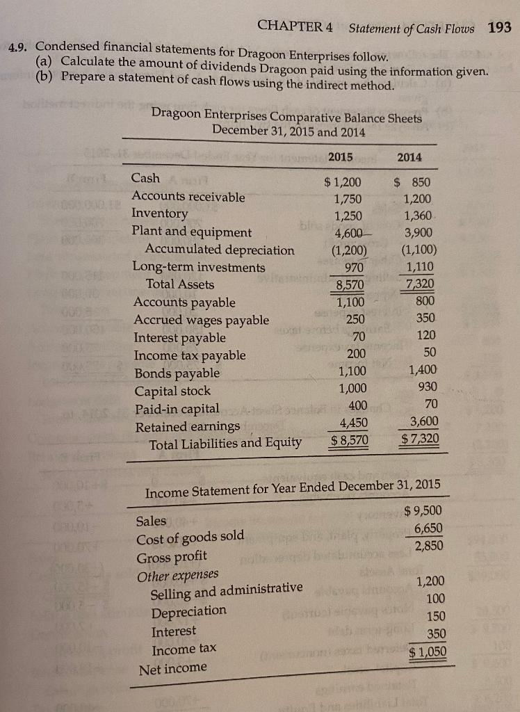 Complete the following using the information from the Study Questions and Problems