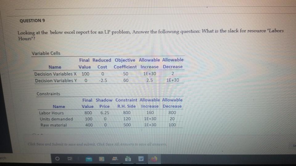 QUESTION 9 Looking at the below excel report for an LP
