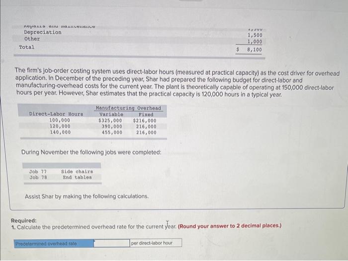 1. Calculate the predetermined overhead rate for the current year. (round your