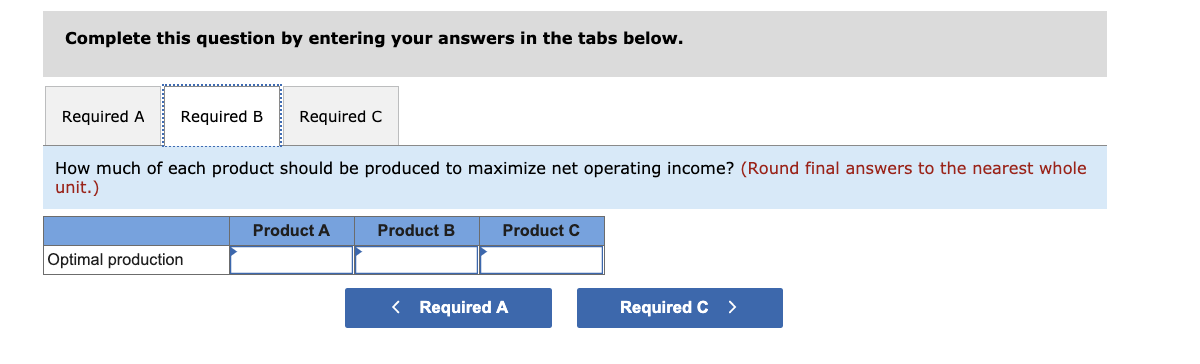 these products follow: Selling price per unit Direct materials Direct labor Variable