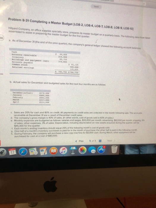  need help to figure this question..! Problem 8-31 Completing a Master