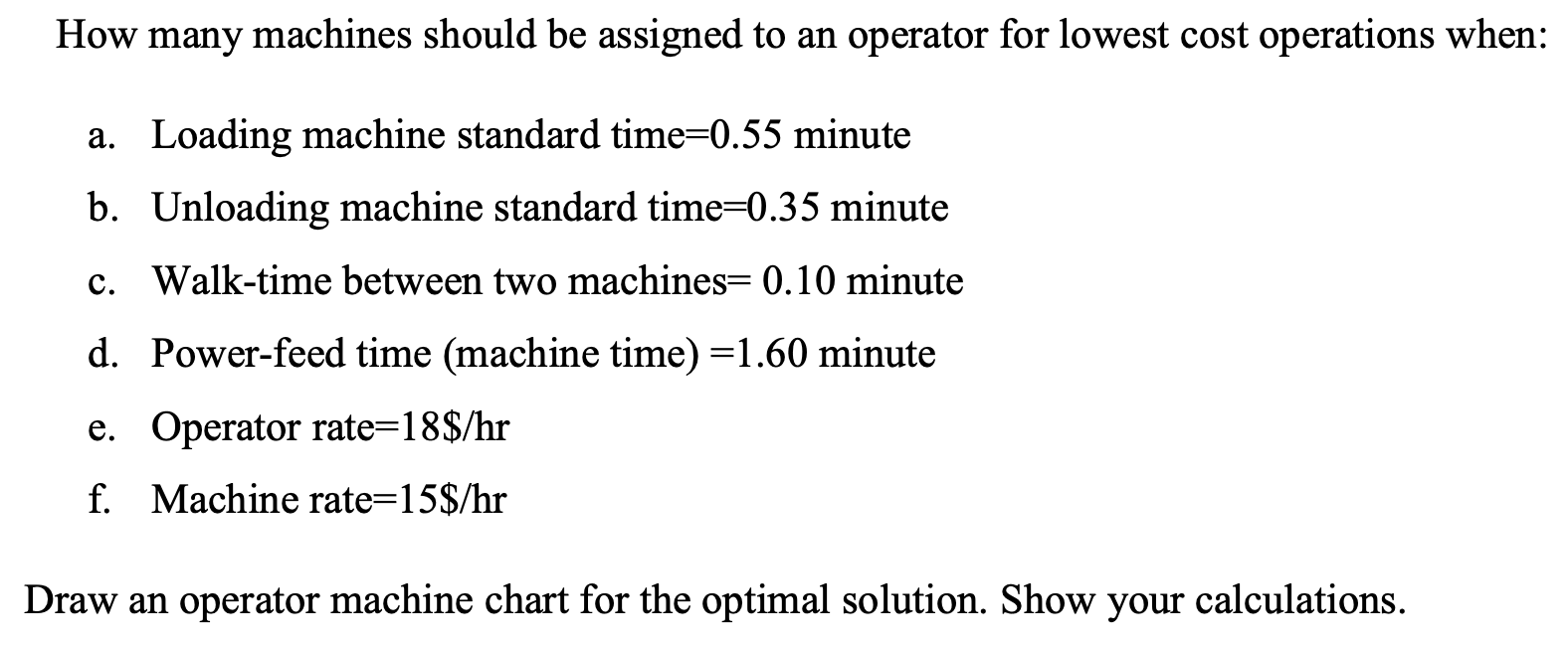 How many machines should be assigned to an operator for lowest