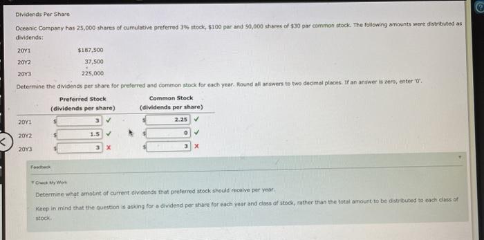 hi, please help, I'm stuck right here Dividends Per Share Oceanic Company