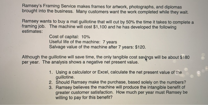  Ramsey's Framing Service makes frames for artwork, photographs, and diplomas brought
