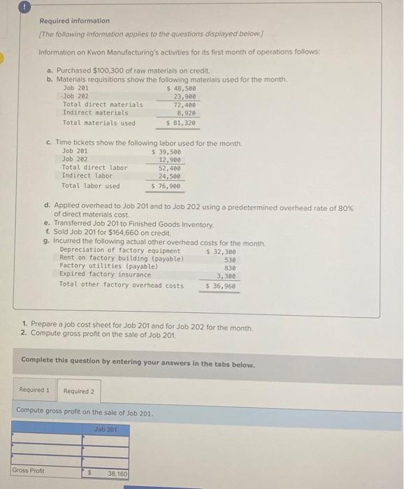  only need help on req 2 Required information The following information