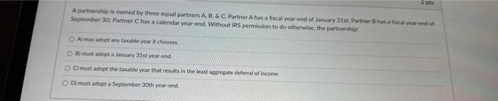  A partnership is owned by three equal partners A, B, &