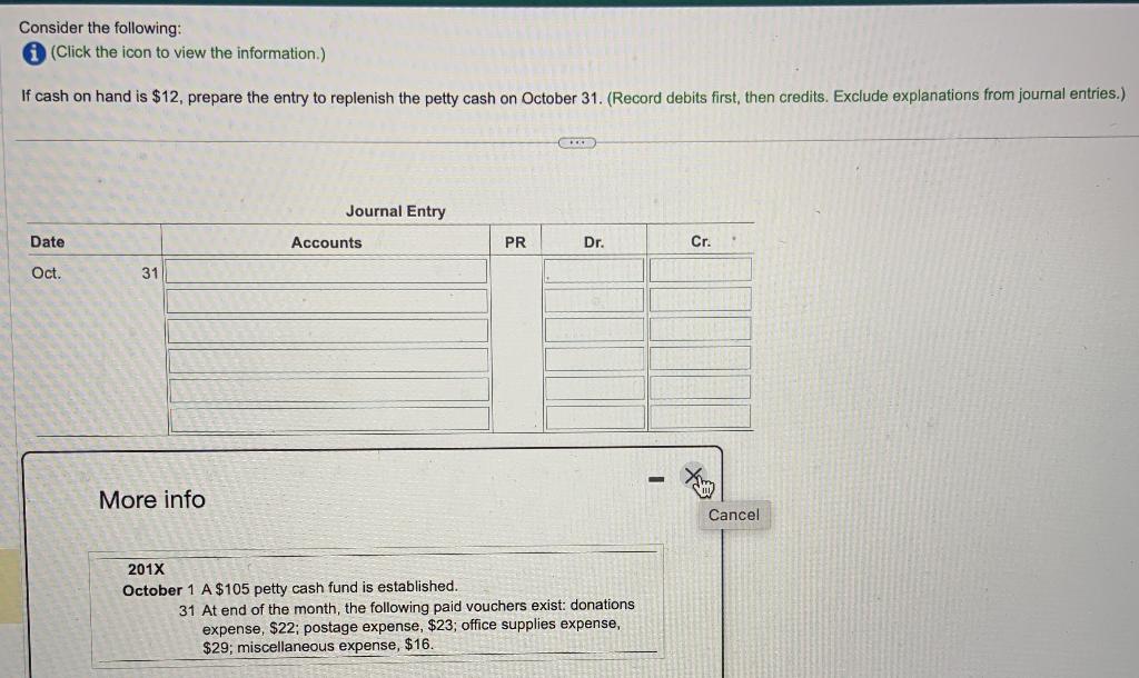Please note: The choice for the ACCOUNTS box on left column are