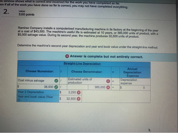 als window shows what is correct and incorrect for the work