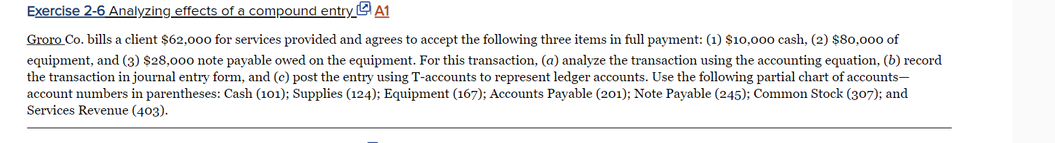 Exercise 2-6 Analyzing effects of a compound entry @ A1 Groro